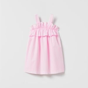 Zara Light Pink Flounced Poplin Dress